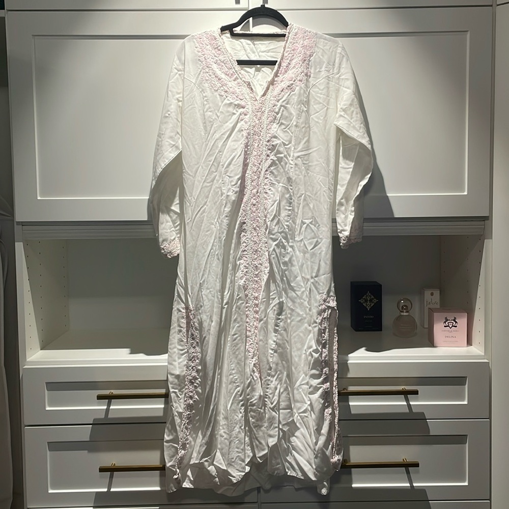 White and pink Indian outfit